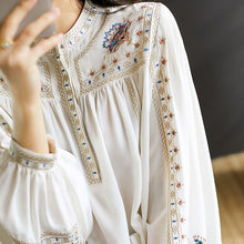 Load image into Gallery viewer, Elegant White Top Quality Embroideried Chiffon Blouse
