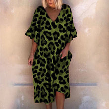 Load image into Gallery viewer, Leopard Print V-Neck Loose Dress