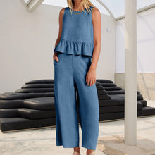 Load image into Gallery viewer, Women Sleeveless pleated tank top wide leg pants set