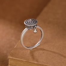 Load image into Gallery viewer, Buddhist Tibetan Prayer Wheel Ring OM Mantra Lotus Floral Ring