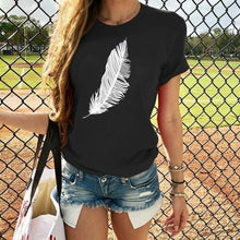 Load image into Gallery viewer, Feather Print Short Sleeve T-Shirt