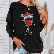 Load image into Gallery viewer, Christmas Wine Glass Print Sweatshirt
