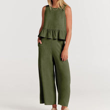 Load image into Gallery viewer, Women Sleeveless pleated tank top wide leg pants set