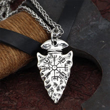 Load image into Gallery viewer, Odin&#39;s Spear Necklace with Vegvisir Symbol