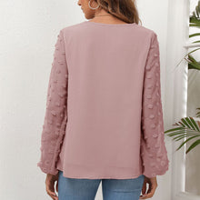 Load image into Gallery viewer, V-Neck Chiffon Panel Long Sleeve T-Shirt