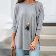 Load image into Gallery viewer, Loose Crew Neck Hem Irregular Solid Color T-Shirt