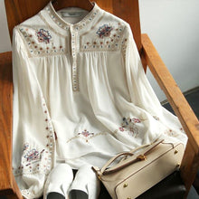 Load image into Gallery viewer, Elegant White Top Quality Embroideried Chiffon Blouse