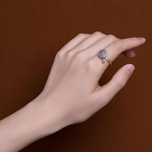 Load image into Gallery viewer, Buddhist Tibetan Prayer Wheel Ring OM Mantra Lotus Floral Ring