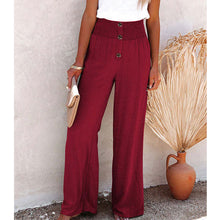 Load image into Gallery viewer, Cotton and Linen Elastic Wide Leg Pants