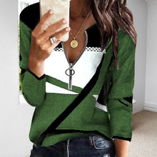 Load image into Gallery viewer, Women&#39;s Colorblock V-Neck Zip-Up Casual Sweatshirt