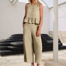 Load image into Gallery viewer, Women Sleeveless pleated tank top wide leg pants set