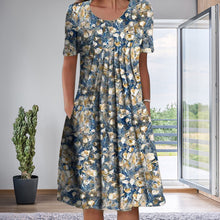 Load image into Gallery viewer, Floral Crew Neck Midi Shift Dress