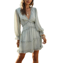 Load image into Gallery viewer, V-neck Floral  Chiffon Bohemian Dress