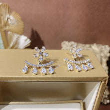 Load image into Gallery viewer, Flower Zircon Tassel Stud Earrings