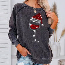 Load image into Gallery viewer, Christmas Wine Glass Print Sweatshirt