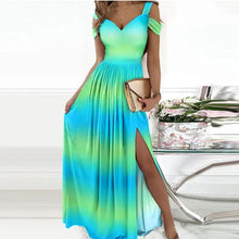 Load image into Gallery viewer, Off-the-shoulder V-neck Slit Dress
