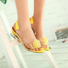 Load image into Gallery viewer, Studded Flower Design Transparent Sandals
