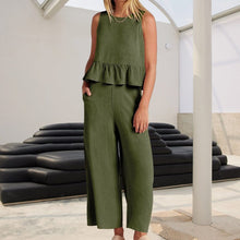 Load image into Gallery viewer, Women Sleeveless pleated tank top wide leg pants set