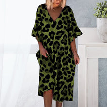 Load image into Gallery viewer, Leopard Print V-Neck Loose Dress