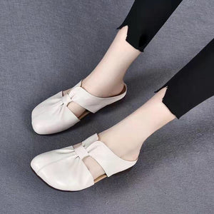 Summer Retro Flat Slippers Genuine Leather Sandals