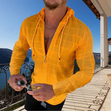 Load image into Gallery viewer, Casual Long-sleeved Shirt Hooded Fitting Cardigan Zipped Cardigan Shirt