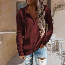 Load image into Gallery viewer, Stripe Casual Women&#39;s Hoodies Loose Knitwear Zipper Cardigan