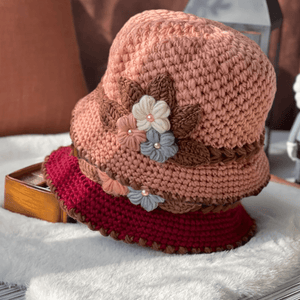 French Thicken Women's Flowers Knitted Woolen Hat