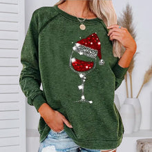 Load image into Gallery viewer, Christmas Wine Glass Print Sweatshirt