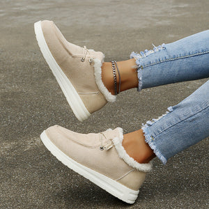 Low-Top Canvas Plush Shoes