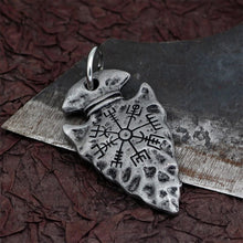 Load image into Gallery viewer, Odin&#39;s Spear Necklace with Vegvisir Symbol