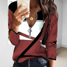 Load image into Gallery viewer, Women&#39;s Colorblock V-Neck Zip-Up Casual Sweatshirt