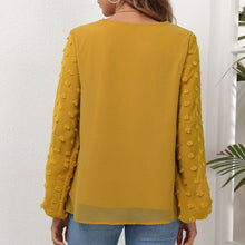 Load image into Gallery viewer, V-Neck Chiffon Panel Long Sleeve T-Shirt