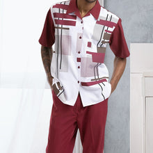 Load image into Gallery viewer, Two Piece Short Sleeve Print Walking Suit Set