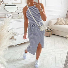 Load image into Gallery viewer, CASUAL SLEEVELESS STRIPED MIDI DRESSES