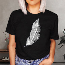 Load image into Gallery viewer, Feather Print Short Sleeve T-Shirt