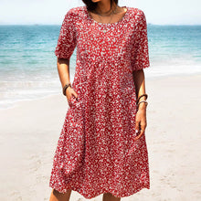 Load image into Gallery viewer, Round Neck Floral Beach Dress