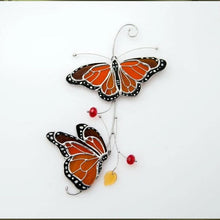 Load image into Gallery viewer, Stained Monarch Butterfly Glass Window Decor