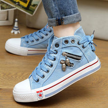 Load image into Gallery viewer, Denim High-Top Back Lace-up Canvas Shoes