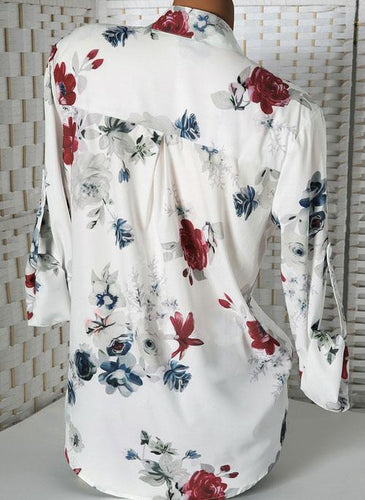 Floral Casual Stand Collar Long Sleeve Blouses