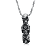 Load image into Gallery viewer, Speak No Evil, Hear No Evil, See No Evil Skulls Necklace For Men