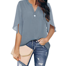 Load image into Gallery viewer, Casual V-neck Button Chiffon Short-sleeved Top