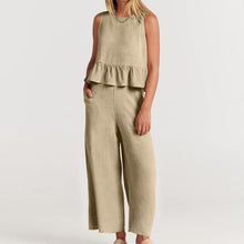 Load image into Gallery viewer, Women Sleeveless pleated tank top wide leg pants set