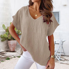 Load image into Gallery viewer, V-neck Cotton and Linen Shirt