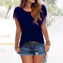 Load image into Gallery viewer, Crew Neck Fringe T-Shirt