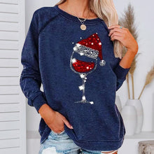 Load image into Gallery viewer, Christmas Wine Glass Print Sweatshirt