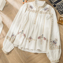 Load image into Gallery viewer, Elegant White Top Quality Embroideried Chiffon Blouse