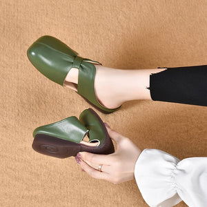 Summer Retro Flat Slippers Genuine Leather Sandals
