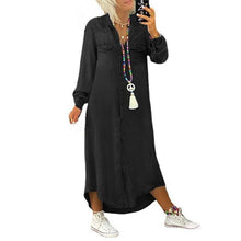 Load image into Gallery viewer, Women&#39;s Solid Color Long Sleeve Casual Denim Dress