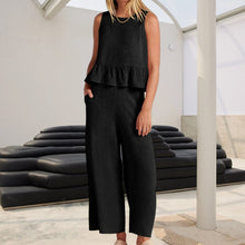 Load image into Gallery viewer, Women Sleeveless pleated tank top wide leg pants set