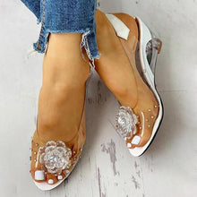 Load image into Gallery viewer, Studded Flower Design Transparent Sandals